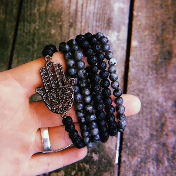Free People Jewelry - 🌛NEW🌜 Lava Rock Hamsa Bracelet Stack